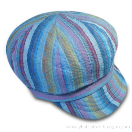 Fashionable Stripe Newsboy/Bakerboy Hat with Soft Brim, Suitable for Women
